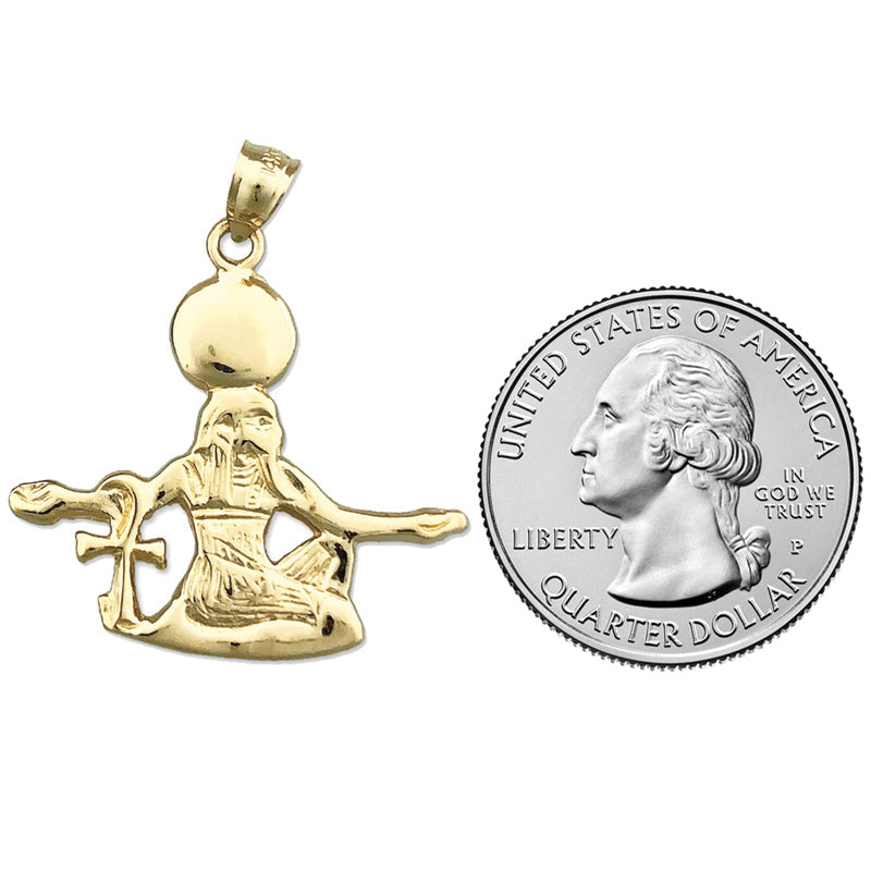 14K Gold Egyptian Ra God of the Sun Pendant