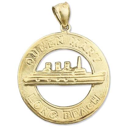 14K Gold Queen Mary Long Beach Pendant