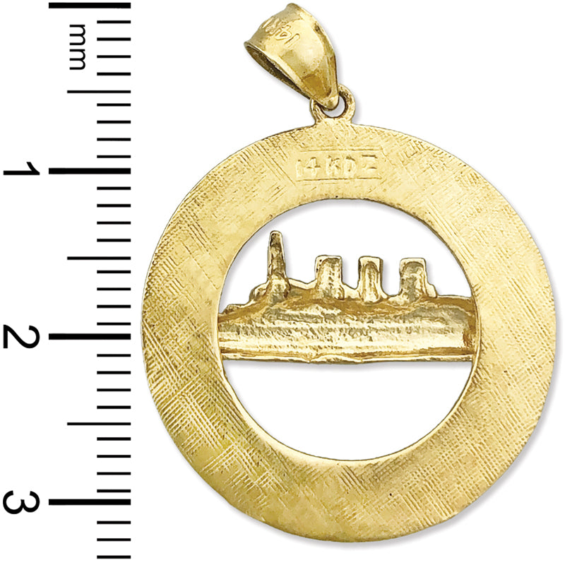 14K Gold Queen Mary Long Beach Pendant