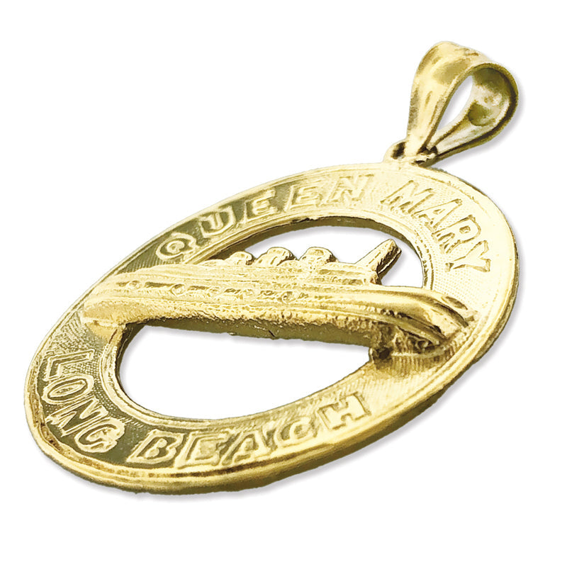 14K Gold Queen Mary Long Beach Pendant