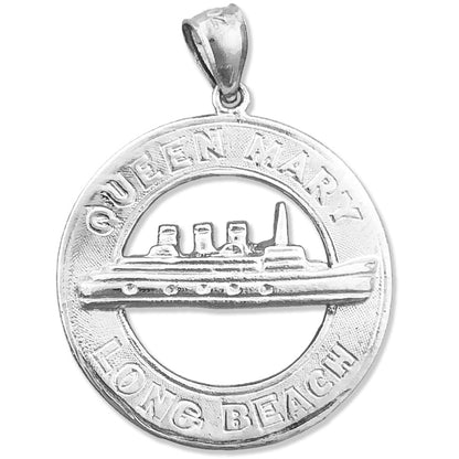 14K Gold Queen Mary Long Beach Pendant