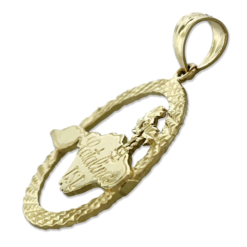 14K Gold Catalina Island Pendant