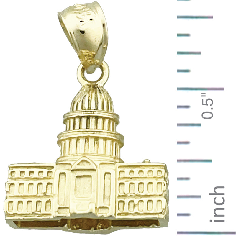14K Gold 3D Washington DC US Capitol Building Charm