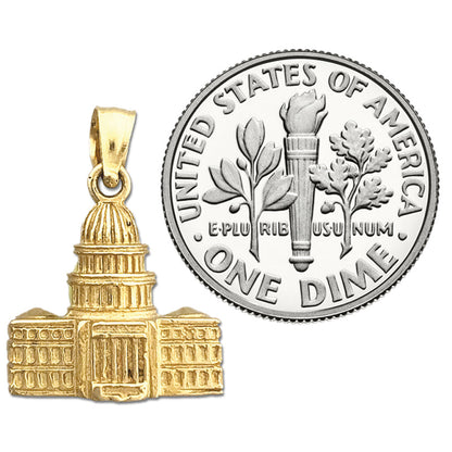 14K Gold 3D Washington DC US Capitol Building Charm