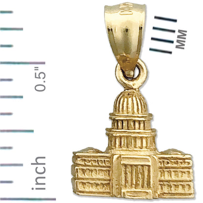 14K Gold 3D US Capitol Building Washington DC Charm