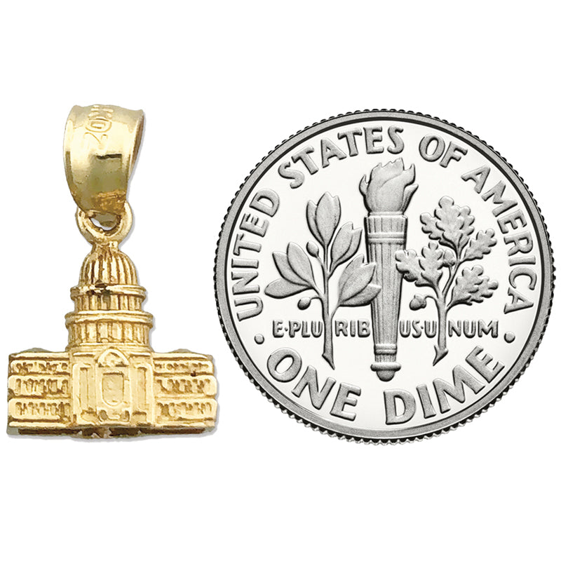 14K Gold 3D US Capitol Building Washington DC Charm