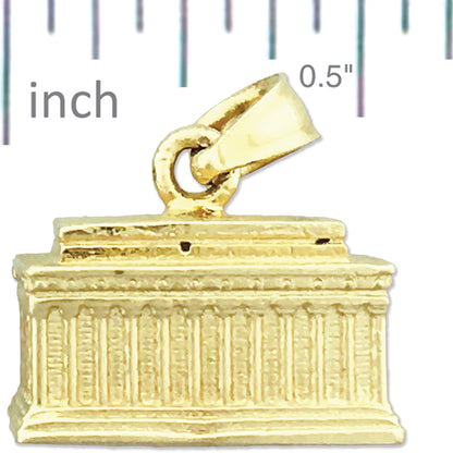 14K Gold 3D Washington DC Lincoln Memorial Charm