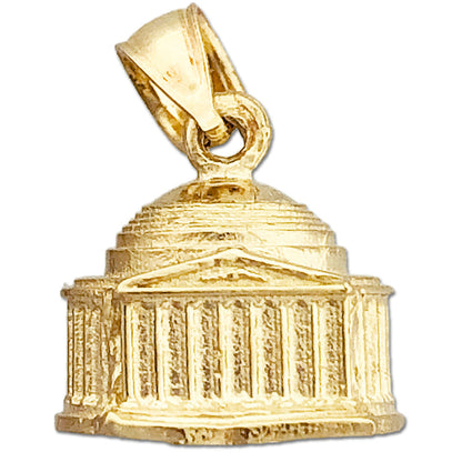 14K Gold 3D Washington DC Jefferson Memorial Charm