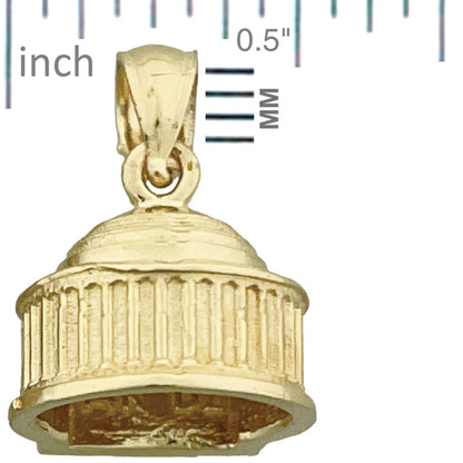 14K Gold 3D Washington DC Jefferson Memorial Charm