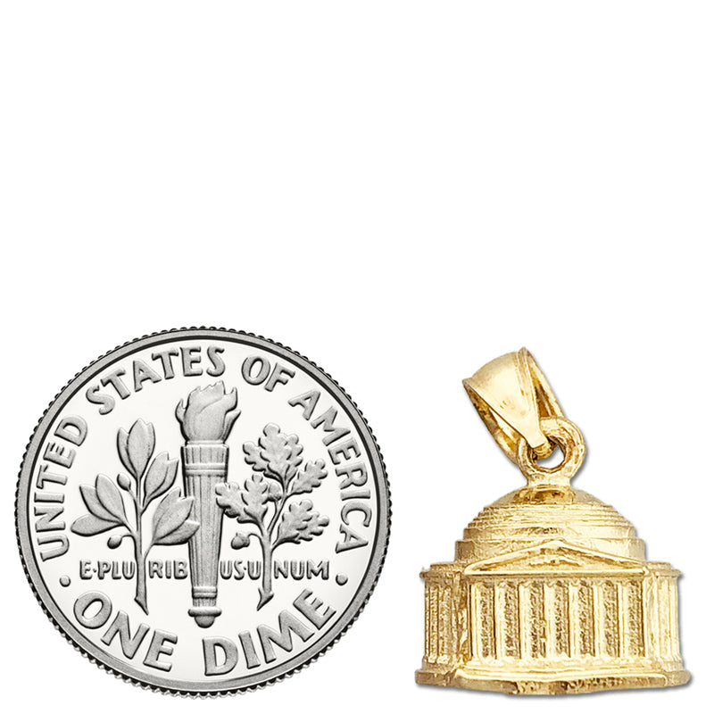 14K Gold 3D Washington DC Jefferson Memorial Charm