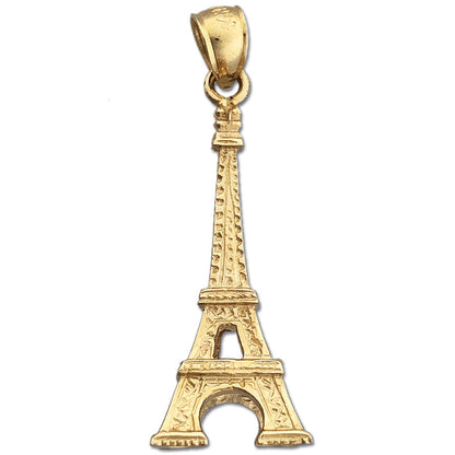 14K Gold 3-D Eiffel Tower Pendant