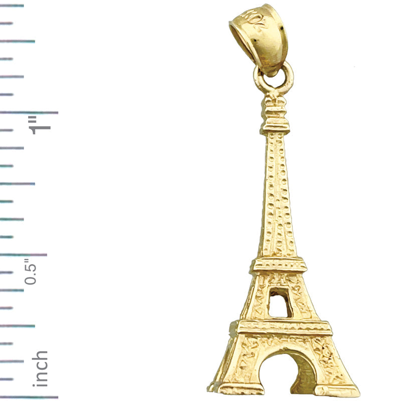 14K Gold 3-D Eiffel Tower Pendant