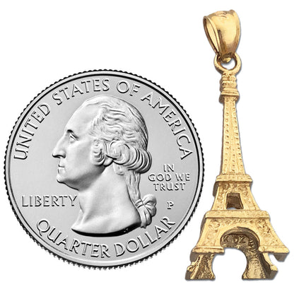 14K Gold 3-D Eiffel Tower Pendant