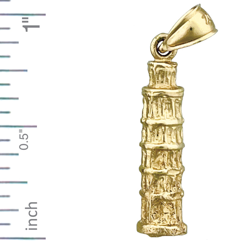 14K Gold 3D Italy Tower of Pisa Charm