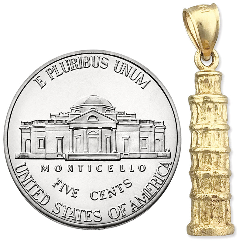 14K Gold 3D Italy Tower of Pisa Charm