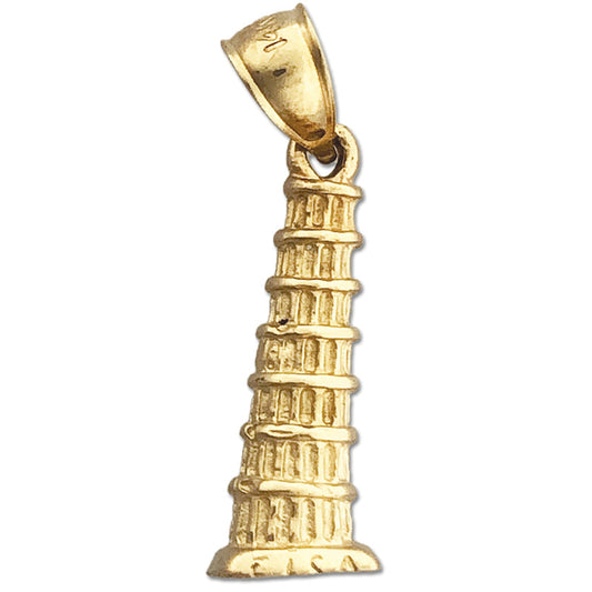 14K Gold 3D Leaning Tower of Pisa Italy Charm