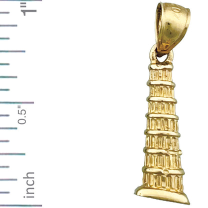 14K Gold 3D Leaning Tower of Pisa Italy Charm