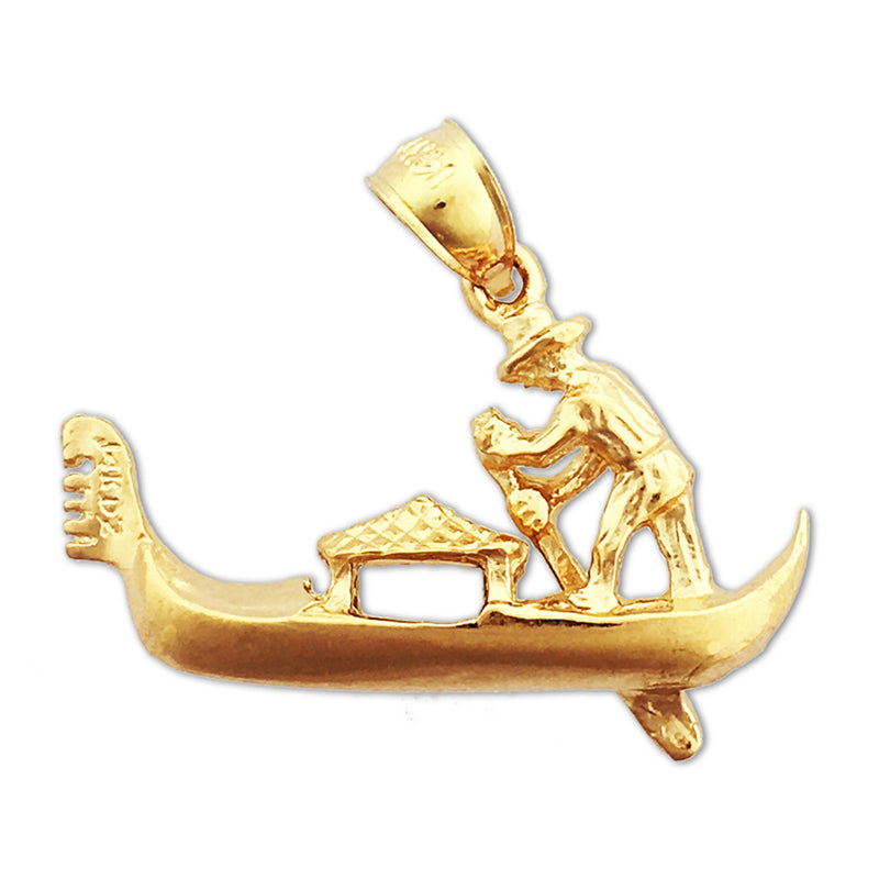 14K Gold 3D Venetian Gondola Italy Pendant