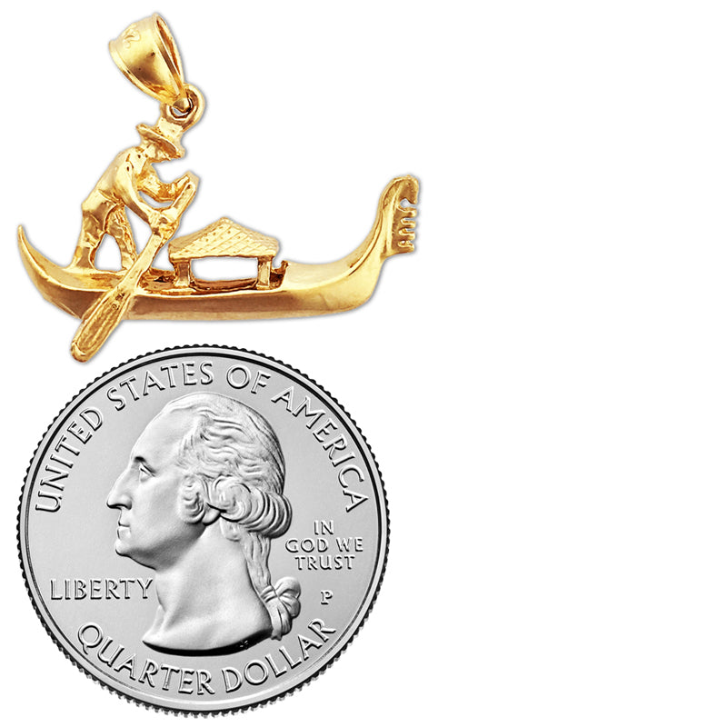 14K Gold 3D Venetian Gondola Italy Pendant