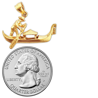 14K Gold 3D Venetian Gondola Italy Pendant