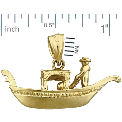 14K Gold 3D Venetian Gondola Pendant
