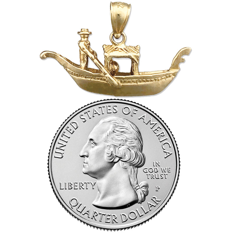 14K Gold 3D Venetian Gondola Pendant