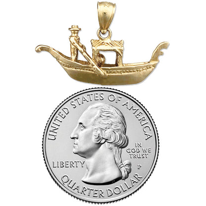 14K Gold 3D Venetian Gondola Pendant