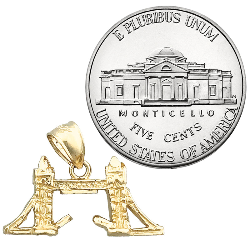 14K Gold 3D London Bridge Charm