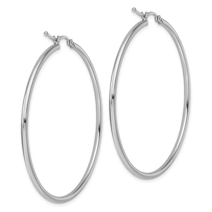 14K White Gold Polished Hoop Earrings