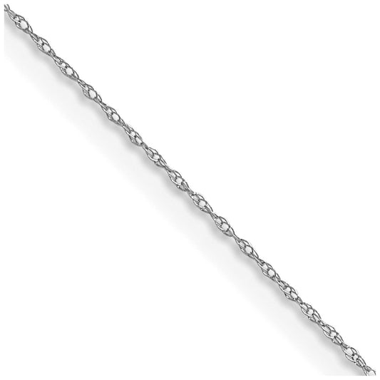 2 Inch 14K White Gold .4 mm Carded Cable Rope Chain Necklace