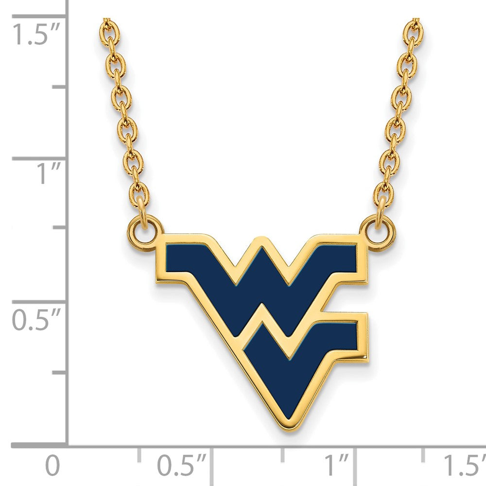 Gold Plated Sterling Silver Logoart West Virginia University W V Large Enameled Pendant 18 Inch Necklace