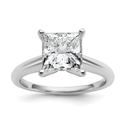 14K White Gold 3 carat Lab Grown Diamond VS+ F+ Princess Complete Solitaire Engagement Ring