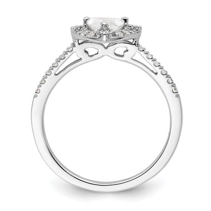 14K White Gold Halo Plus (Holds 1/2 carat (5.00mm) Trillion Center) 1/4 carat Diamond Semi-Mount Engagement Ring