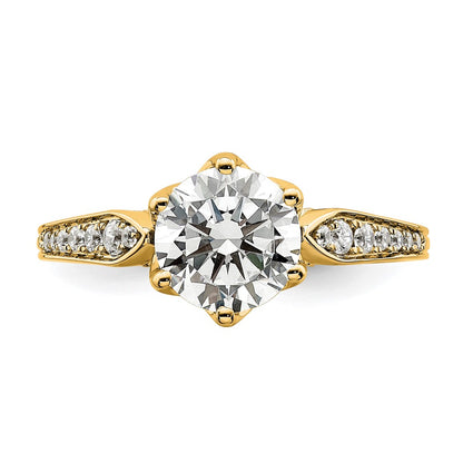 14K Yellow Gold Gold (Holds 1.5 carat (7.5mm) Round Center) 1/6 carat Diamond Semi-Mount Engagement Ring