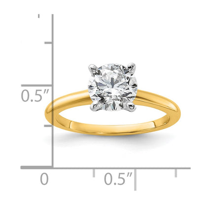 14K Two-Tone Gold 1 1/2 carat Lab Grown Diamond VS+ F+ Round Complete Solitaire Engagement Ring