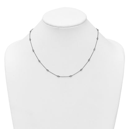 14K White Gold Complete 1/3 carat Bezel-set Diamond and Cable Chain 18-Station 18 Inch Necklace