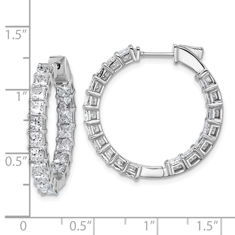 14K White Gold 6 1/8 Lab Grown Diamond VS+ F+ Princess Complete In and Out Hoop Earrings