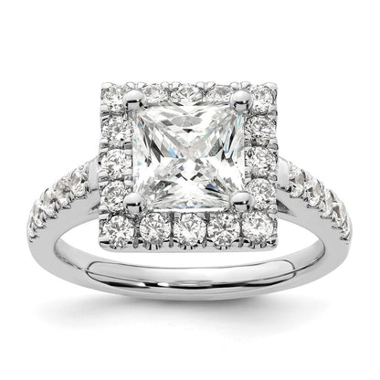 14K White Gold Halo Plus (Holds 1.75 carat (6.9mm) Princess Center) 7/8 carat Diamond Semi-Mount Engagement Ring