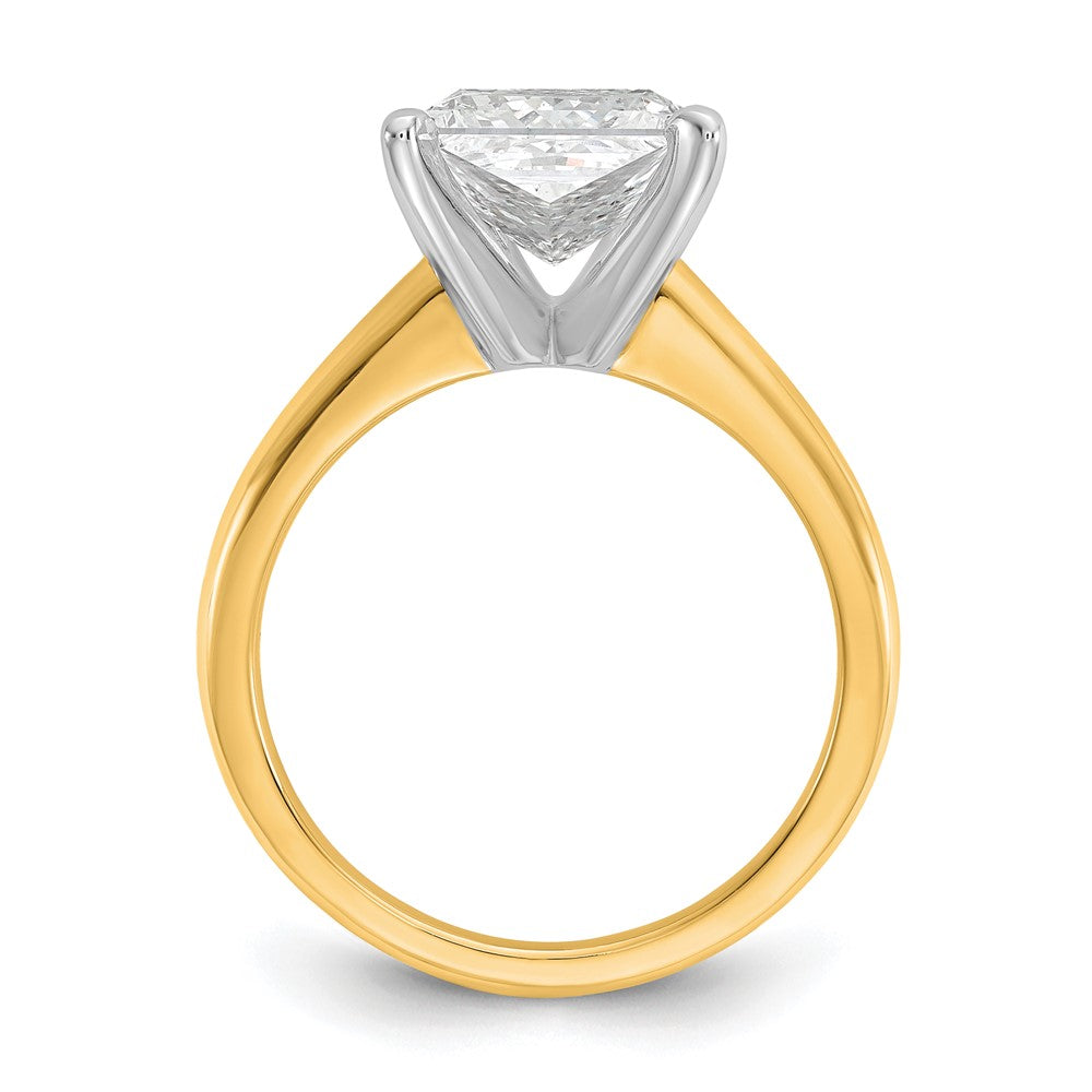 14K Two-Tone Gold Two-tone 3 carat Certified Lab Grown Diamond VS+ F+ Princess Complete Solitaire Engagement Ring