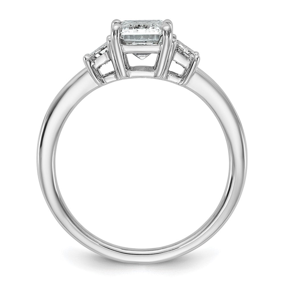 14K White Gold 2 carat Lab Grown Diamond VS+ F+ Complete Emerald and Trapezoid Engagement Ring
