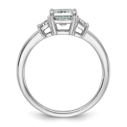 14K White Gold 2 carat Lab Grown Diamond VS+ F+ Complete Emerald and Trapezoid Engagement Ring