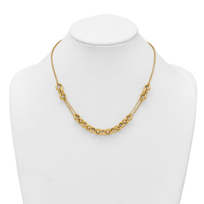 14K Yellow Gold Polished Fancy Multi Link Chain 18 Inch Necklace