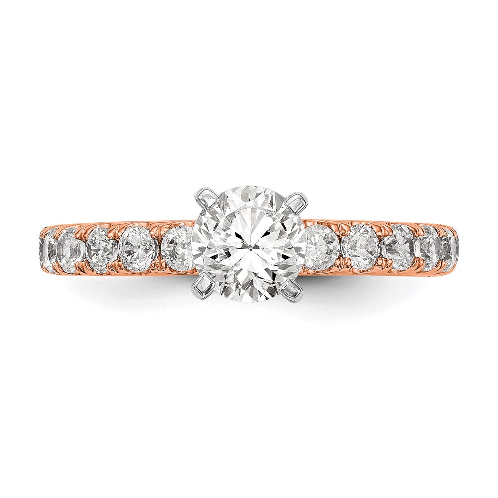 True Origin 14K Rose Gold 5/8 carat Lab Grown Diamond VS+ F+ Semi-Mount Peg Set Engagement Ring