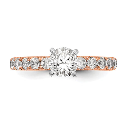 True Origin 14K Rose Gold 5/8 carat Lab Grown Diamond VS+ F+ Semi-Mount Peg Set Engagement Ring