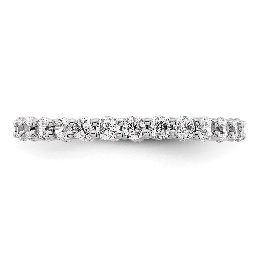 14K White Gold Polished Size 6.5 Shared Prong 1 carat Diamond Complete Eternity Wedding Band Ring