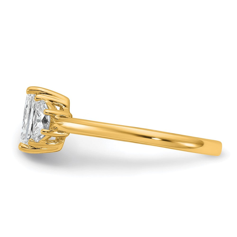 14K Yellow Gold 3/8 carat Lab Grown Diamond VS/SI+ G+ Half Moon 1 carat Radiant Center Semi Mount Engagement Ring