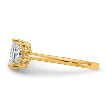 14K Yellow Gold 3/8 carat Lab Grown Diamond VS/SI+ G+ Half Moon 1 carat Radiant Center Semi Mount Engagement Ring