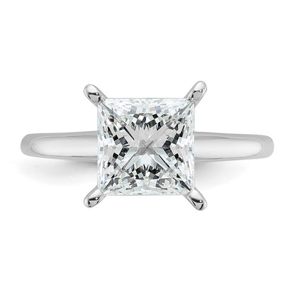 14K White Gold 2 1/2 carat Certified Lab Grown Diamond VS+ F+ Princess Complete Solitaire Engagement Ring