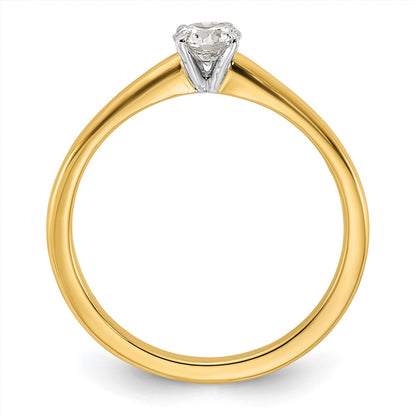 14K Two-Tone Gold 1/3 carat Lab Grown Diamond VS+ F+ Round Complete Solitaire Engagement Ring
