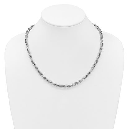 Sterling Silver Rhodium-plated Polished 5.5mm Figaro Rope Chain 20 Inch Necklace